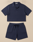 Completo Coordinato Uomo Polo Tricot e Pantaloncini - Blu Navy