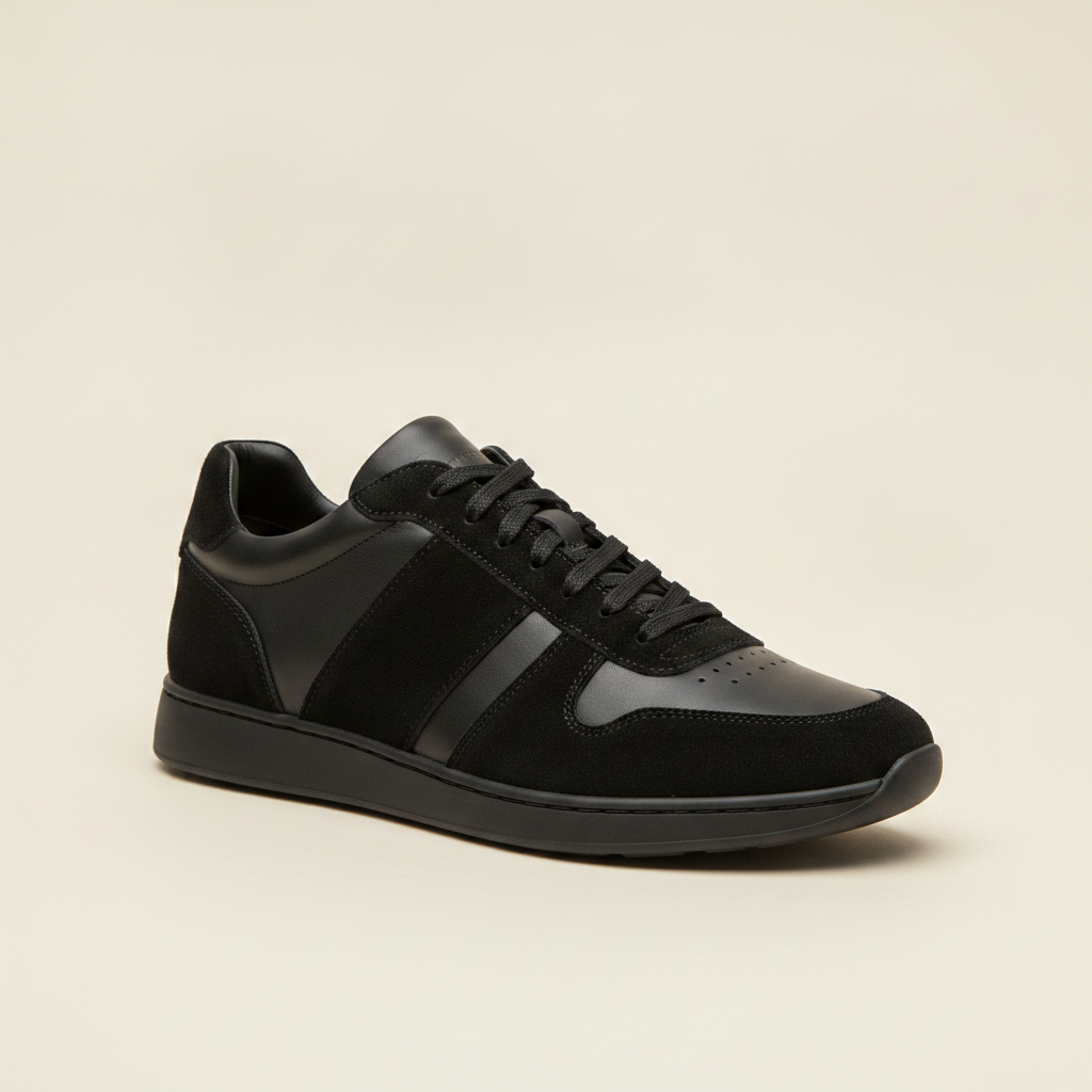 Sneakers Uomo Urban Nere Premium – Stile Cittadino Raffinato - vista 3-4