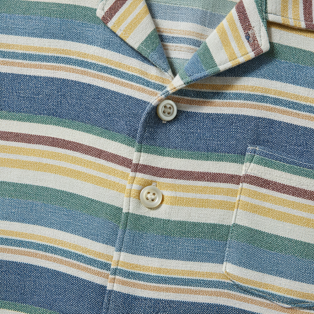 Completo Coordinato Uomo Camicia Righe Multicolor e Pantaloncini - dettaglio