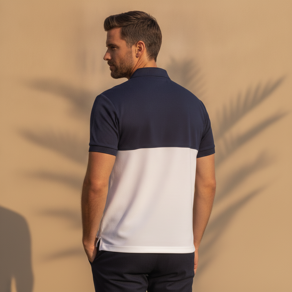 Polo Uomo Color Block Sportiva – Design Bicolore Dinamico - vista posteriore