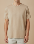T-shirt Uomo in Misto Lino – Fresca e Traspirante Estiva - Beige Naturale