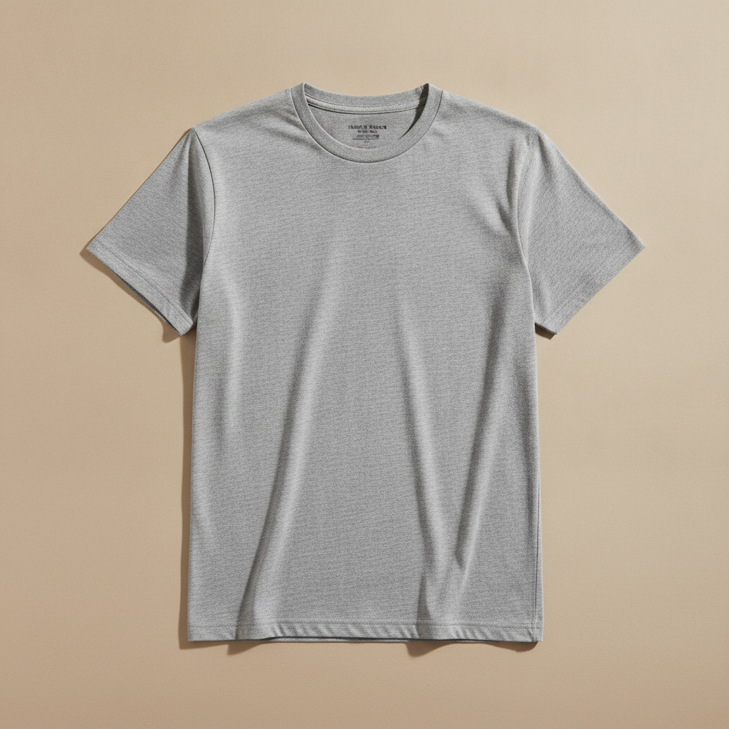 T-shirt Uomo in Cotone Premium Girocollo – Basic Essenziale - Grigio Melange