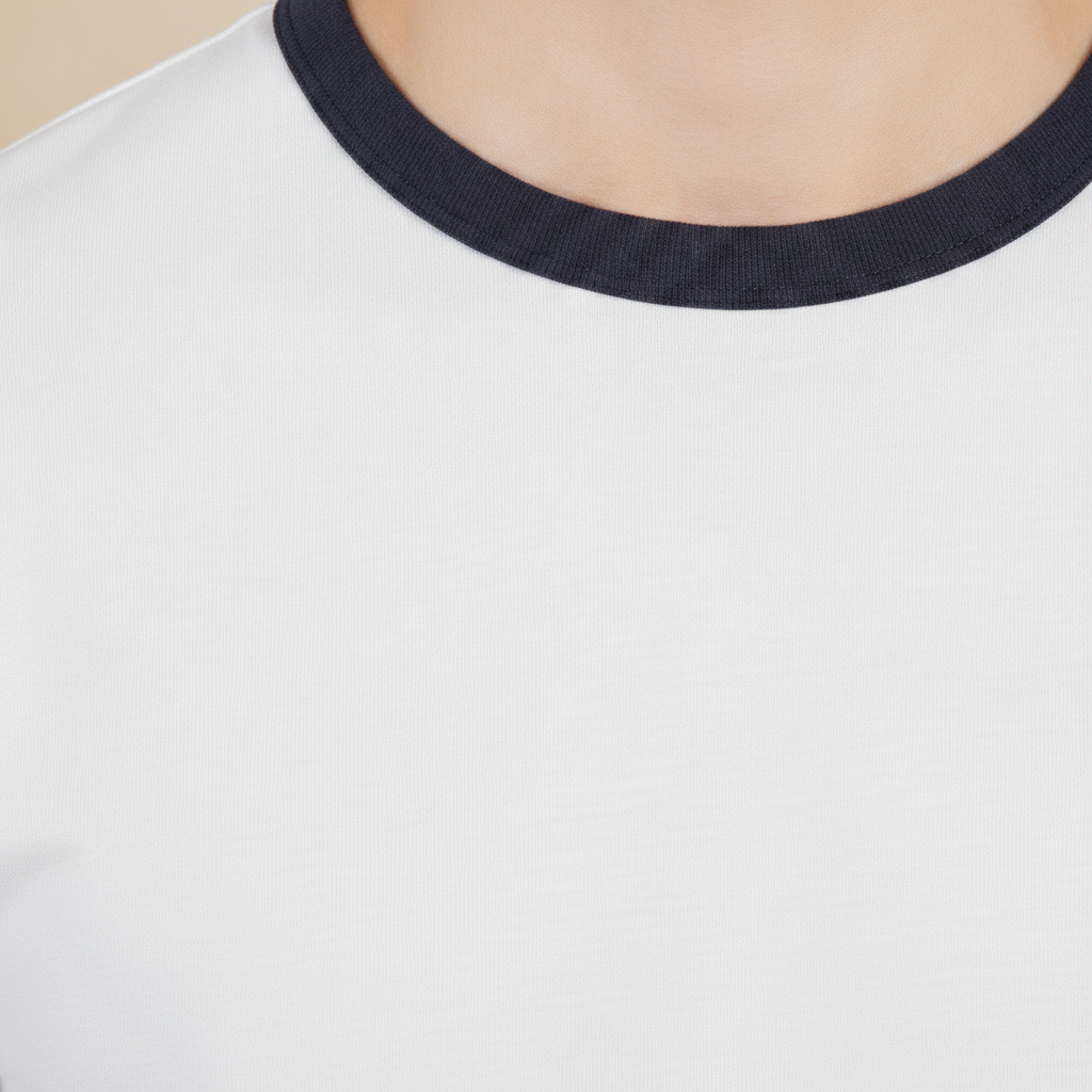 T-shirt Uomo con Bordi a Contrasto – Stile Ringer Rétro - dettaglio
