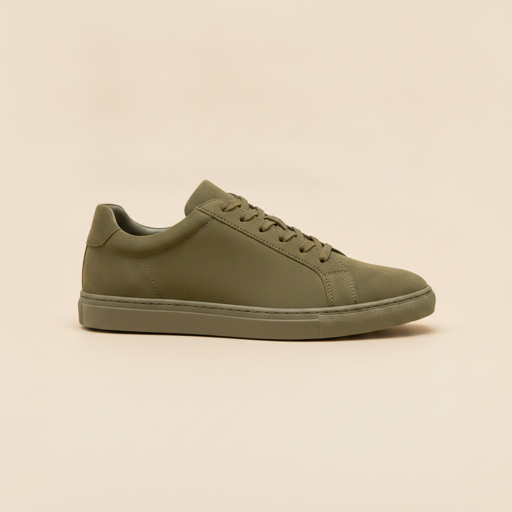 Sneakers Uomo Basse in Camoscio – Casual Morbide ed Eleganti - Verde Oliva