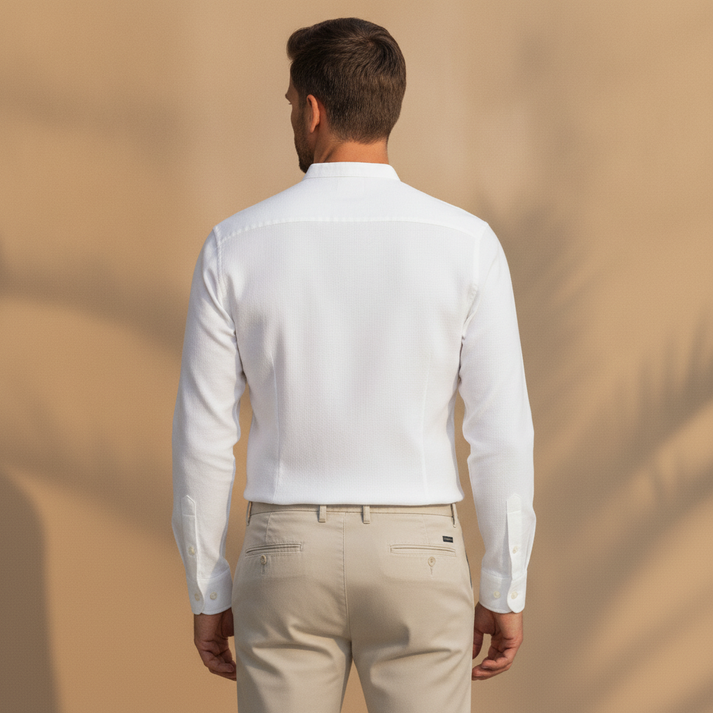 Camicia Uomo in Cotone Leggero – Colletto Classico Estivo - vista posteriore