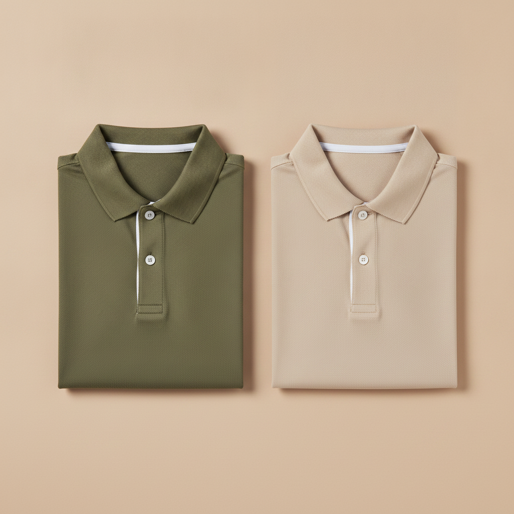 Polo Uomo Bicolore con Bottoni a Contrasto – Dettaglio di Stile - Verde e Beige
