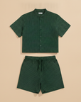 Completo Coordinato Uomo Camicia Micro-Pois e Pantaloncini - Verde Micro-Pois