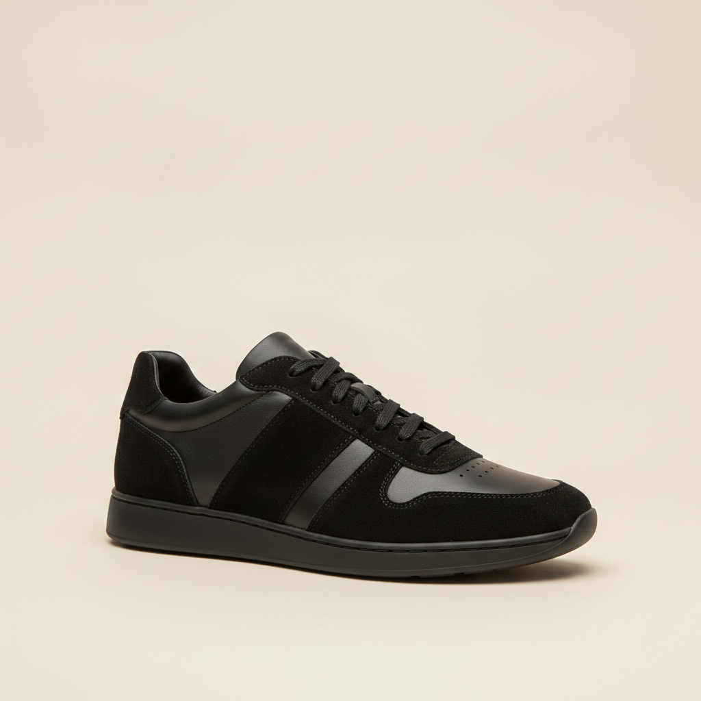 Sneakers Uomo Urban Nere Premium – Stile Cittadino Raffinato - Nero Opaco
