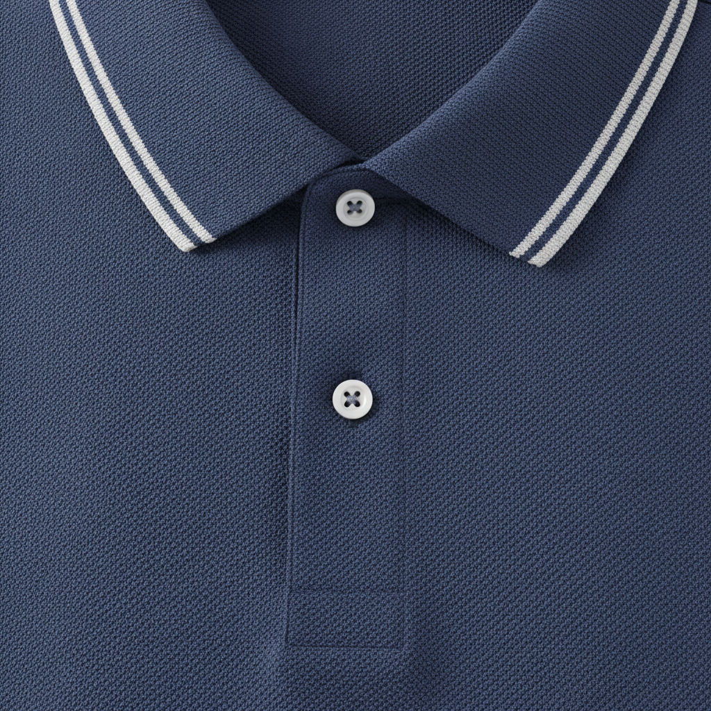 Polo Uomo con Bordi a Contrasto – Colletto e Polsini Rigati Eleganti - dettaglio