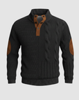 Maglione uomo con colletto alto e pelle scamosciata