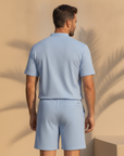 Completo Coordinato Uomo Tinta Unita – Camicia e Pantaloncini Lisci - vista posteriore