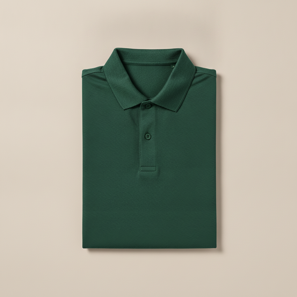 Polo Uomo Micro-Fantasia – Motivo Discreto ed Elegante - Verde Bottiglia