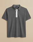 Polo Uomo con Placket a Contrasto – Dettaglio Raffinato - Nero con Grigio