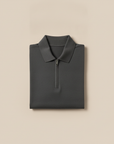 Polo Uomo Mezza Zip in Cotone – Elegante Sportiva con Zip Corta - Grigio Antracite