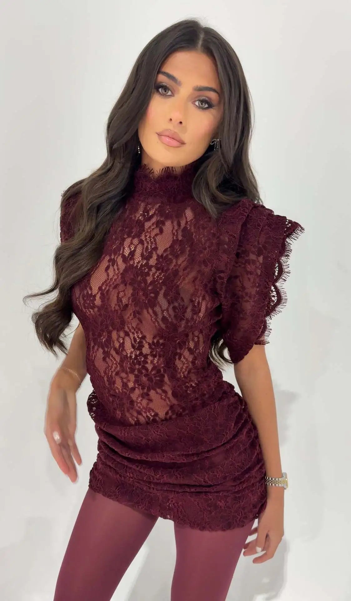 Vestito Corto Donna Bodycon – Vita Alta Senza Maniche Plissettato a Blocchi di Colore