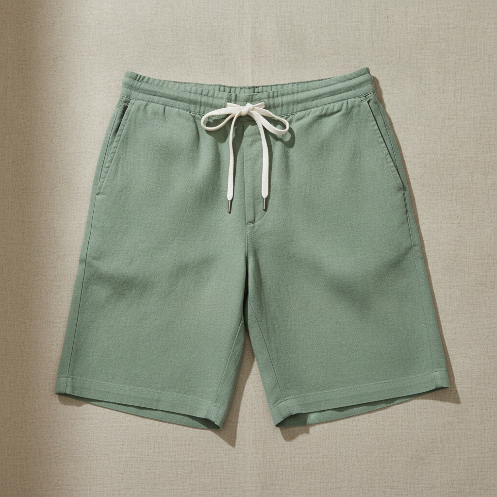 Bermuda Uomo in Lino con Coulisse – Freschi e Leggeri Estivi - Verde Salvia