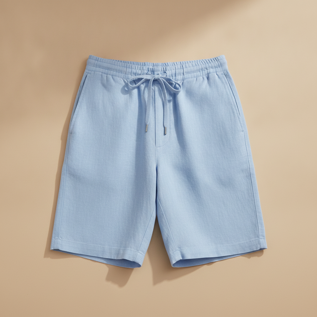 Bermuda Uomo in Lino con Coulisse – Freschi e Leggeri Estivi - Azzurro