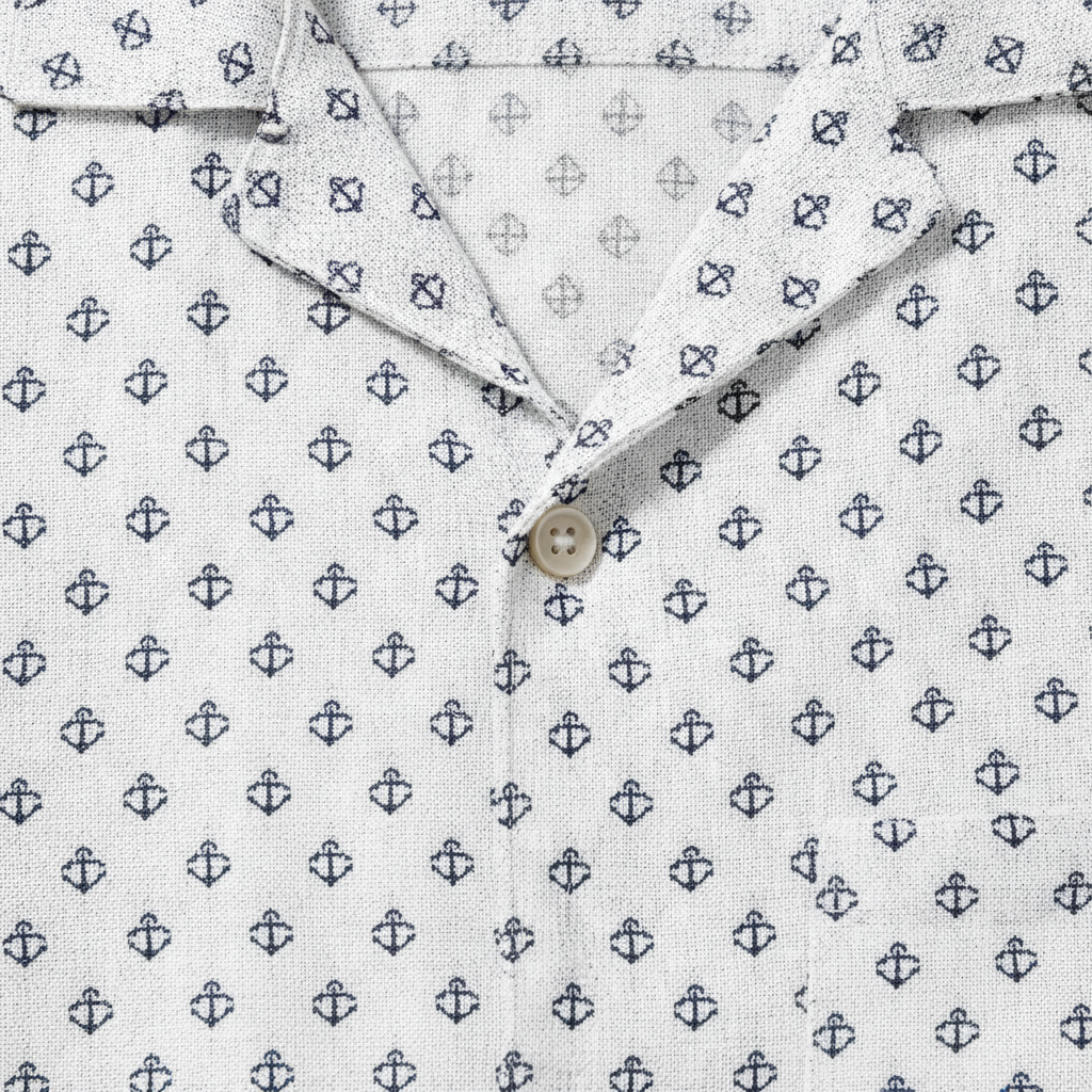 Completo Coordinato Uomo Camicia Stampa Nautica e Pantaloncini - dettaglio
