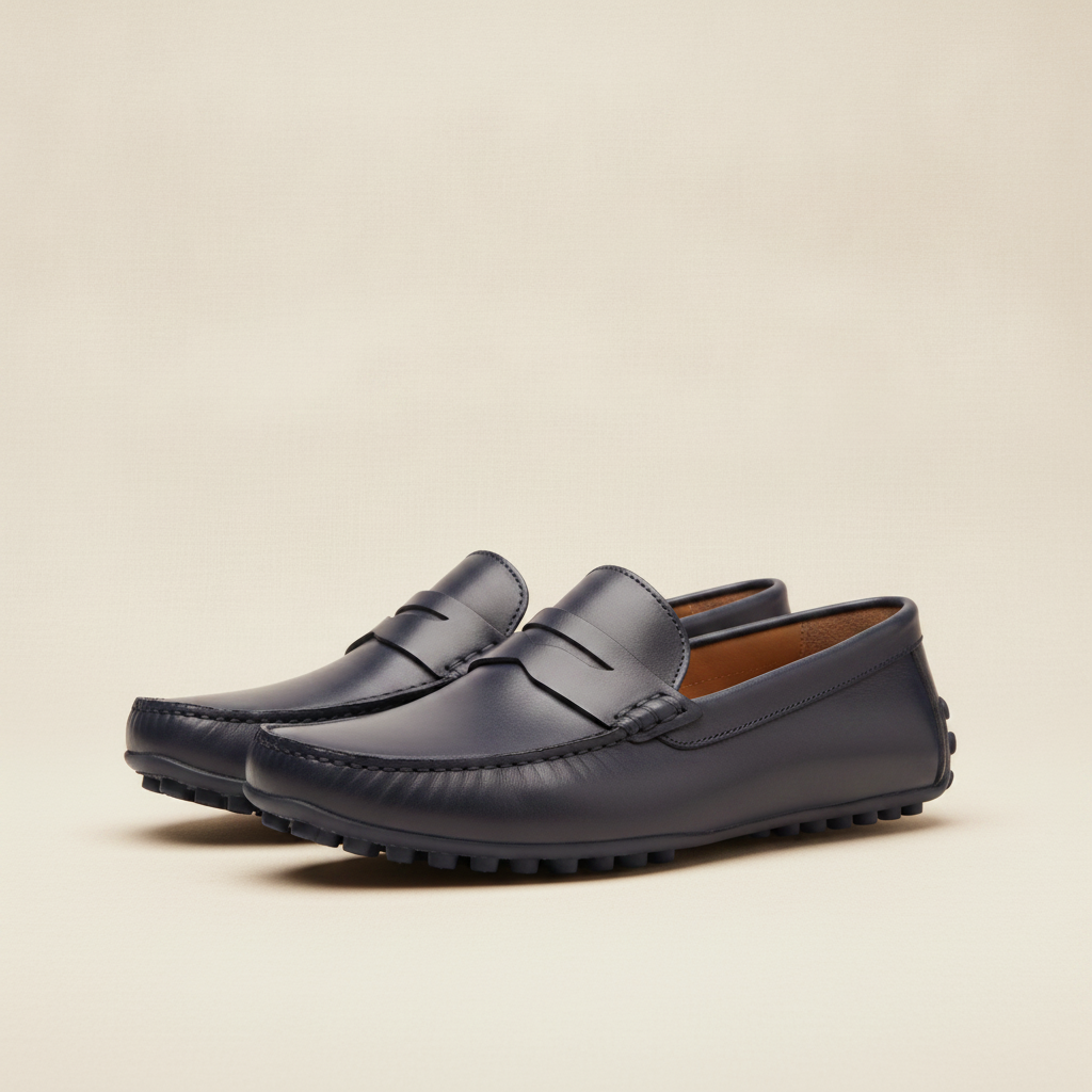 Mocassini Driving Uomo in Pelle – Eleganti per la Guida - Blu Navy