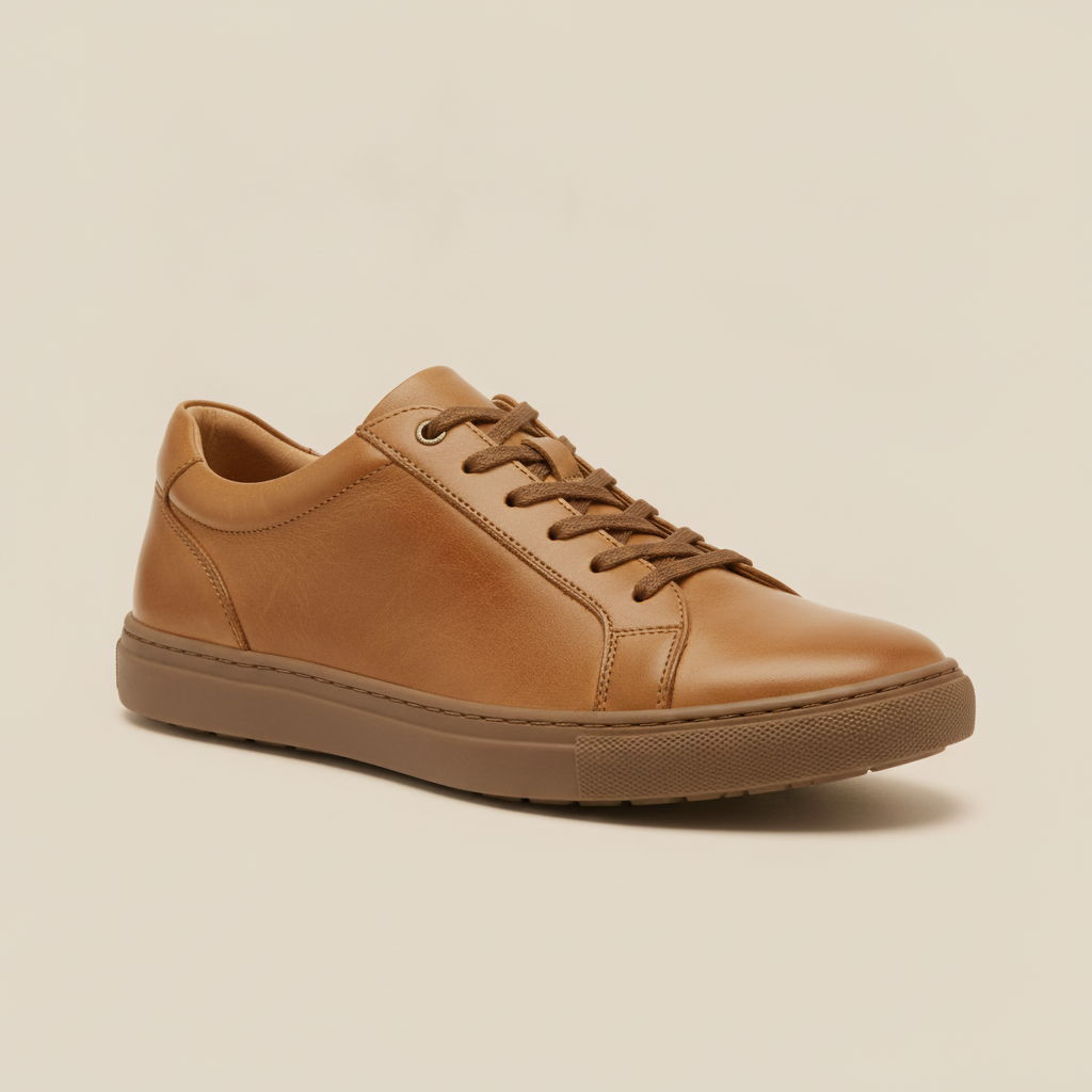 Sneakers Uomo Casual in Pelle Marrone – Eleganza Calda e Versatile - Cammello