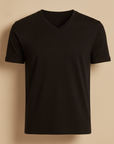 T-shirt Uomo Scollo a V in Cotone – Elegante e Versatile - Nero