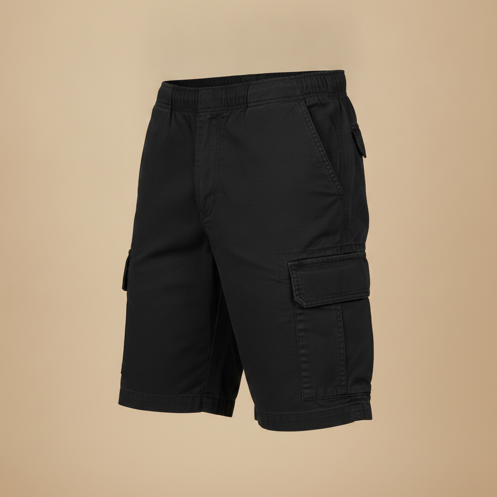 Bermuda Cargo Uomo in Cotone – Tasche Laterali Pratiche - Nero