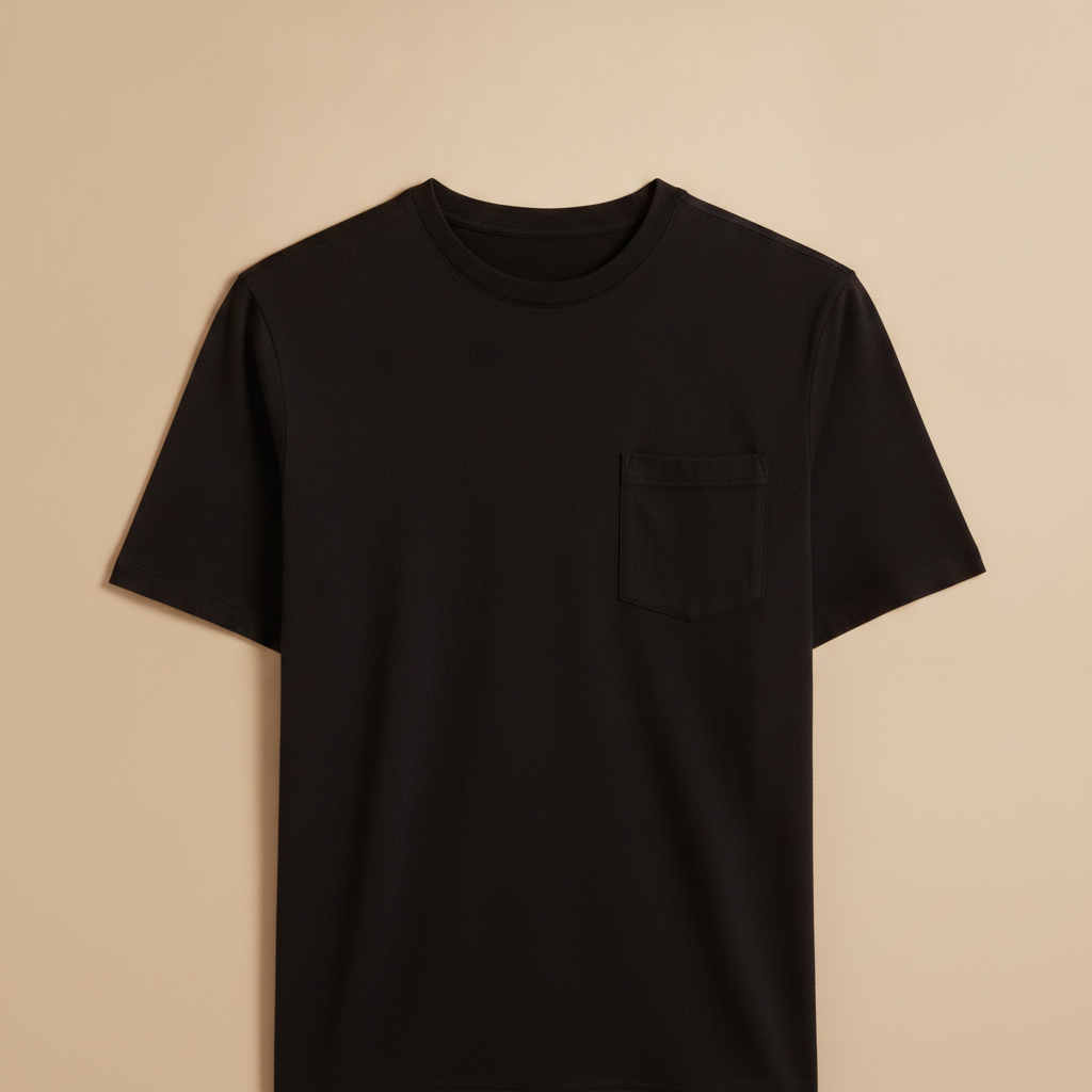 T-shirt Uomo con Taschino – Dettaglio Casual Pratico - Nero
