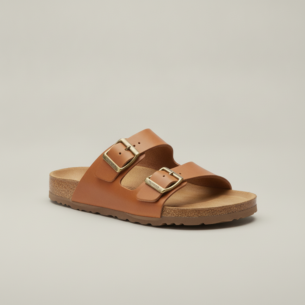 Sandali Uomo a Doppia Fascia – Eleganti in Pelle Estivi - vista 3-4