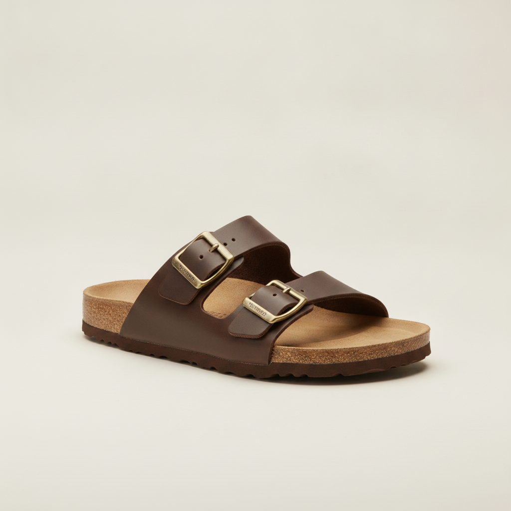 Sandali Uomo a Doppia Fascia – Eleganti in Pelle Estivi - Testa di Moro