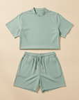 Completo Coordinato Uomo Camicia Doppio Ritorto e Pantaloncini - Verde Salvia