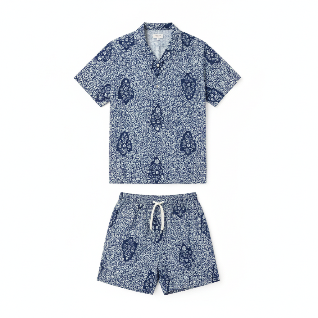 Completo Coordinato Uomo Camicia Batik e Pantaloncini - vista prodotto flat