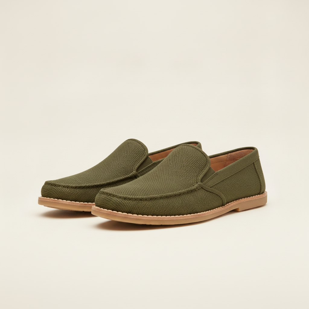 Mocassini Uomo in Tela Estivi – Leggeri e Traspiranti - Verde Oliva