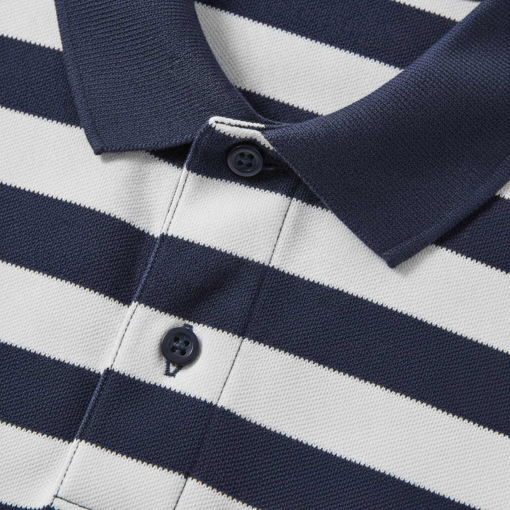 Polo Uomo a Righe Marinière – Stile Nautico Mediterraneo - dettaglio