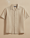 Camicia Uomo in Lino con Colletto Camp – Fresca ed Elegante Estiva - Beige Naturale