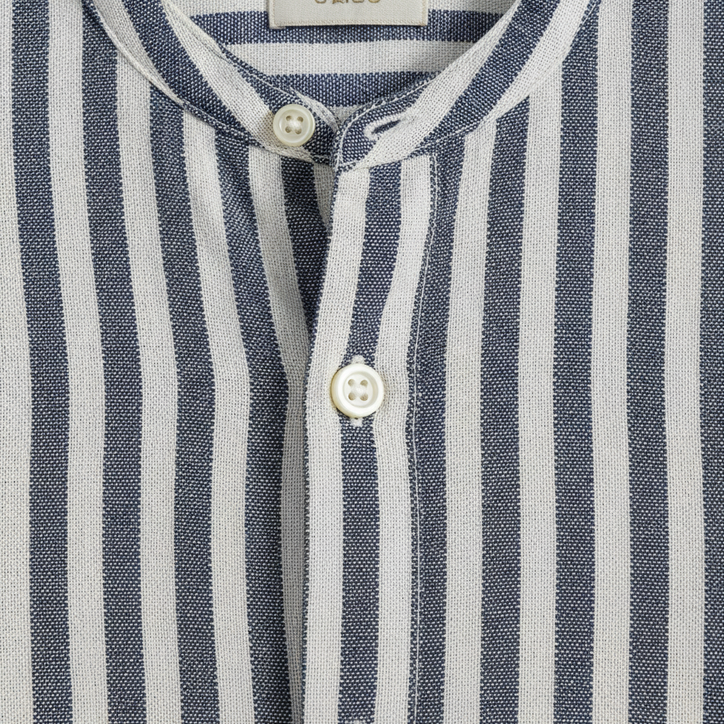 Completo Coordinato Uomo Camicia Lino a Righe e Pantaloncini - dettaglio
