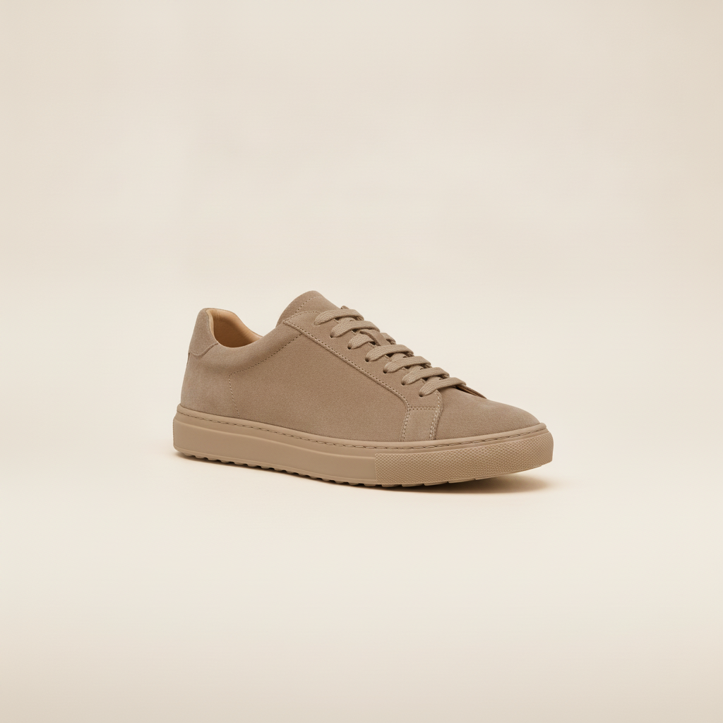 Sneakers Uomo in Pelle Scamosciata Beige – Casual Chic Naturale - Tortora