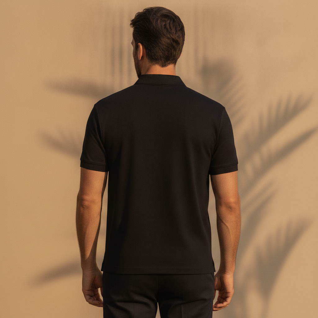 Polo Uomo Slim con Zip – Vestibilità Aderente e Moderna - vista posteriore