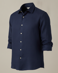 Camicia Uomo in Lino Tinta Unita – Eleganza Naturale Raffinata - Blu Navy