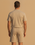 Completo Coordinato Uomo Camicia Safari Doppio Taschino e Pantaloncini - vista posteriore