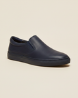 Sneakers Uomo Slip-On in Pelle – Senza Lacci Eleganti e Comode - Blu Navy
