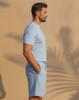 Completo Coordinato Uomo Camicia e Pantaloncini con Pinces - vista laterale