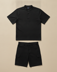 Completo Coordinato Uomo Camicia e Pantaloncini Cargo - Nero