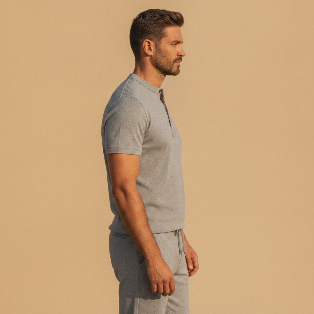 Completo Coordinato Uomo Camicia e Jogger Leggero - vista laterale
