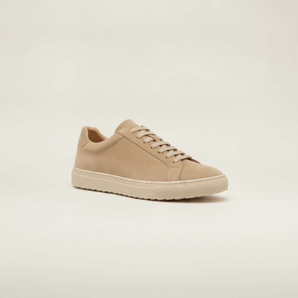 Sneakers Uomo in Pelle Scamosciata Beige – Casual Chic Naturale - Sabbia