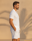 Completo Coordinato Uomo Colletto Camp – Camicia e Pantaloncini Estivi - vista laterale