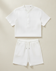 Completo Coordinato Uomo Camicia Popover e Pantaloncini - Bianco