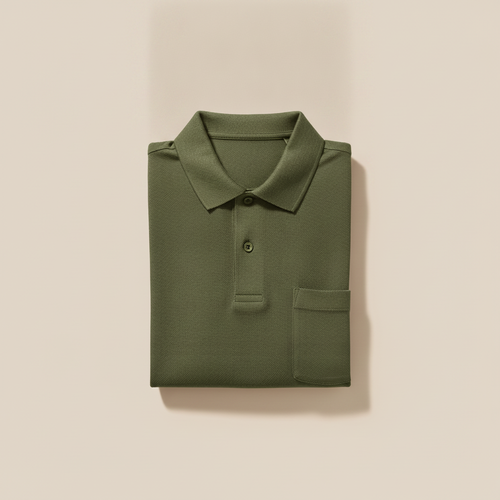 Polo Uomo con Taschino – Dettaglio Pratico e Casual - Verde Oliva
