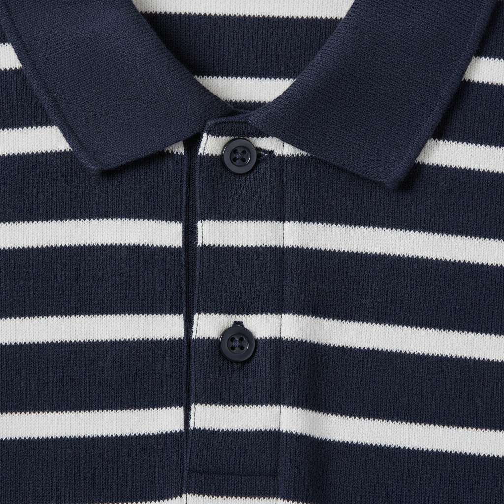Completo Coordinato Uomo Polo a Righe e Bermuda - dettaglio