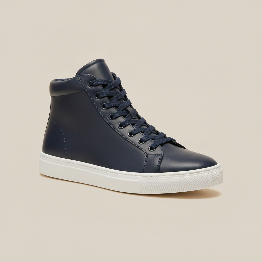 Sneakers Uomo Alte in Pelle – Design High-Top Casual Premium - Navy
