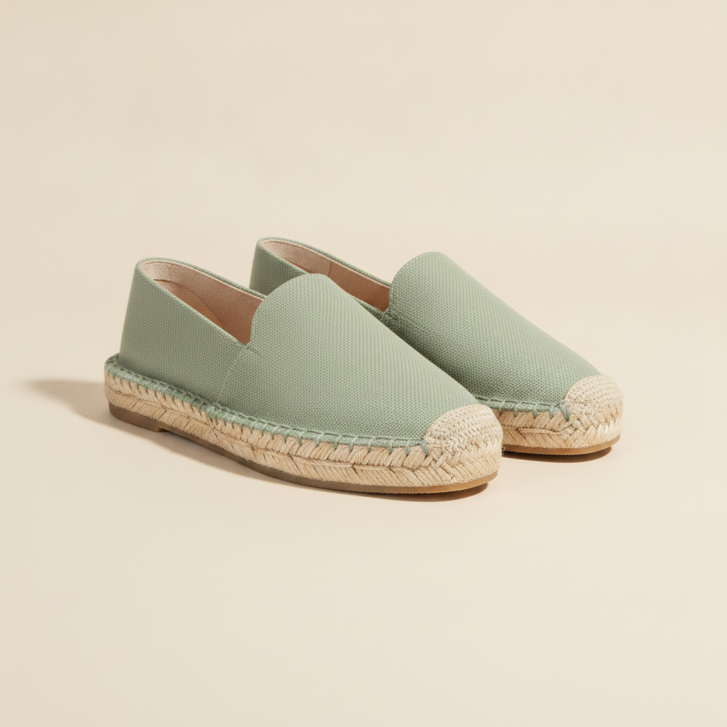 Espadrillas Uomo con Suola in Corda – Tinta Unita Naturale - Verde Salvia